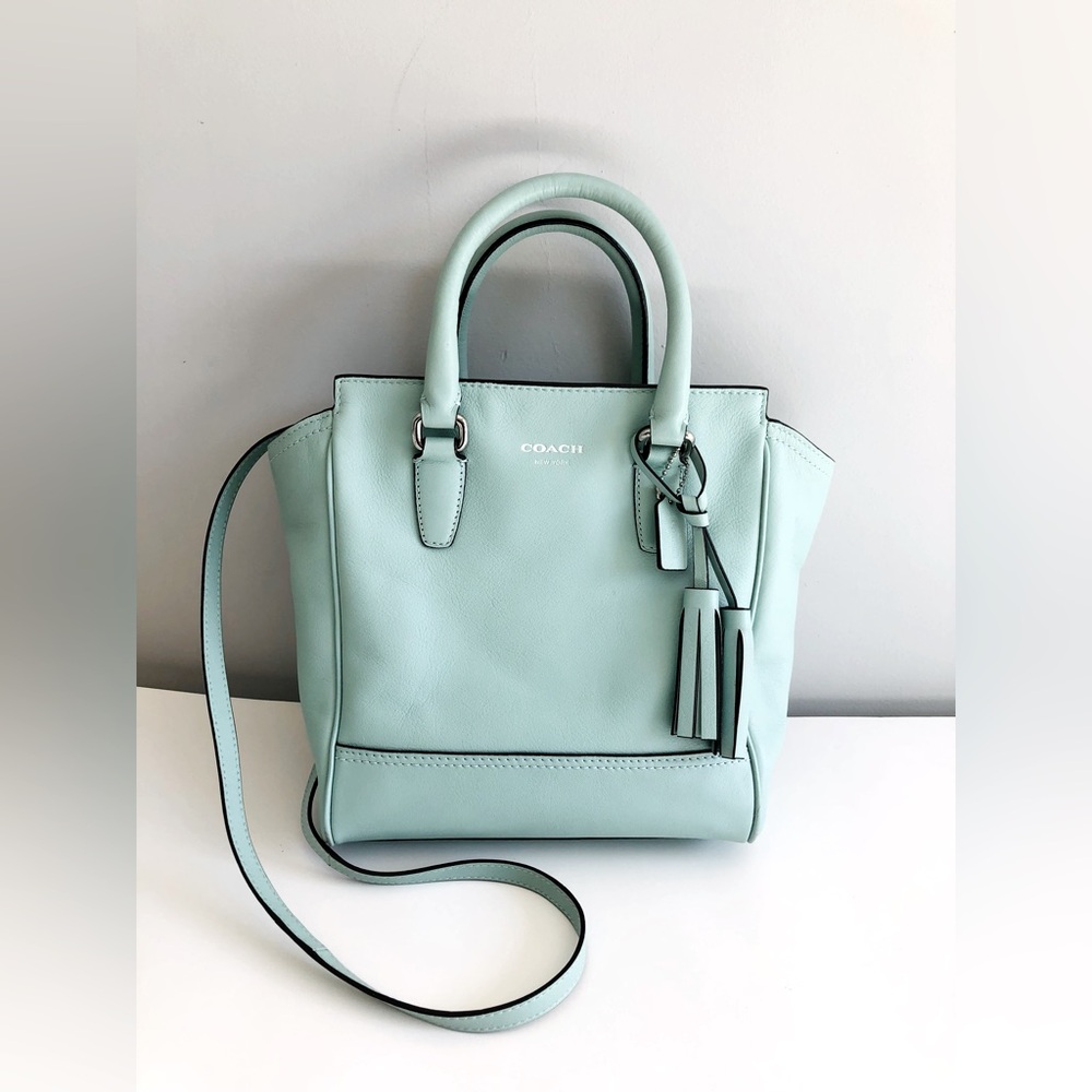 Coach leather legacy tanner mini crossbody bag in turquoise